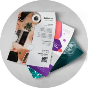 Color printing for business flyer featuring a sleek, modern design with bold text and minimal graphics.