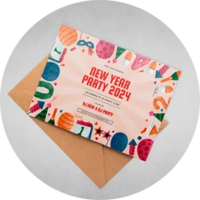 Some Cards and Invitations Printing about new year party with color envelope