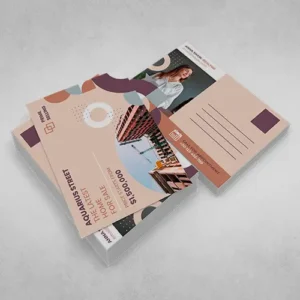 Some custom postcards about real state promotions in brow color