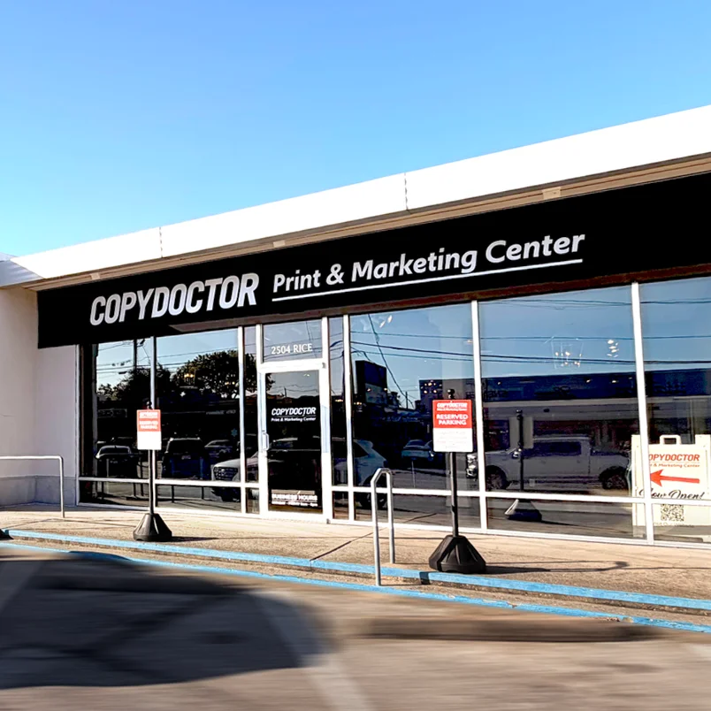 Copy Doctor printing services in Houston TX storefront at 2504 Rice Blvd