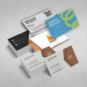 Custom business cards printing collage with different designs an colors