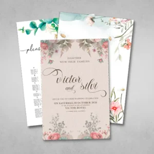 Custom Wedding invitations, programs, menis and welcome signs fot event communication