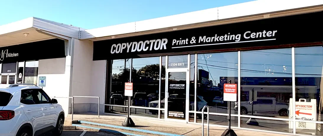 Copy Doctor printing services in Houston TX storefront at 2504 Rice Blvd